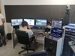 Radio studio set up in Padova, Italy.